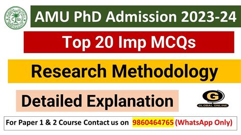 Top Imp Mcqs On Research Methodology Amu Phd Entrance Exam