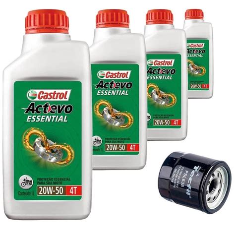 4 Litros Oleo Castrol Mineral 4 Tempos 20w 50 Api Sl Filtro Tecfil