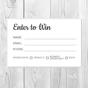 Enter to Win Template Printable Fillable Enter to Win Instant Download US Letter - Etsy