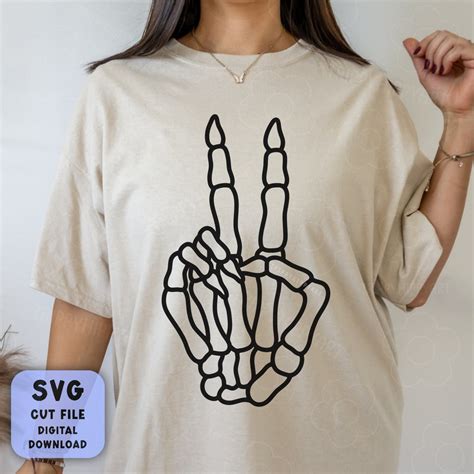 Skeleton Hand Peace Sign Svg Png File Etsy