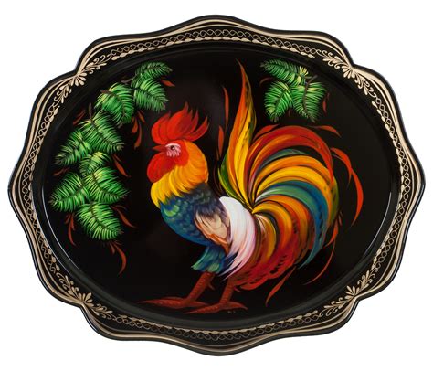 Жостовский поднос декоративный, размер 38х30 см (A15), металлический ...