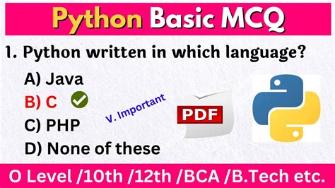 O Level Python Language Practice Set M3r5 Python Mcq Questions And