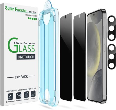 AmFilm 2 Pack OneTouch Tempered Glass Privacy Screen Protector For