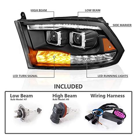 Amerilite Black Dual Quad Projector Headlights Assembly Switchback Led