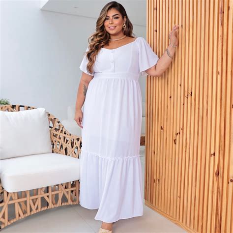 Vestido Plus Size Tecido Duna Lizo Manga Flare Moda Feminina Forrado