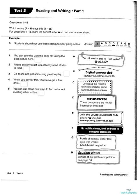 Ket Reading Part 1 4 Interactive Worksheet Topworksheets