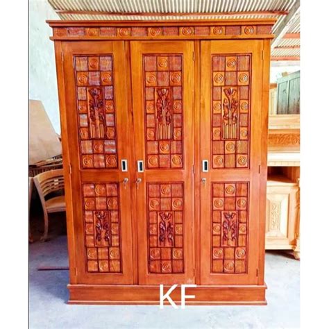 Jual Lemari Pakaian Minimalis Pintu 3 Kayu Jati Shopee Indonesia