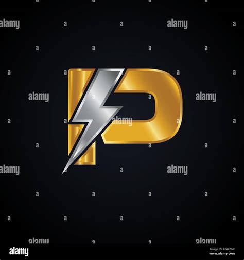 P Letter Logo With Lightning Thunder Bolt Vector Design Electric Bolt