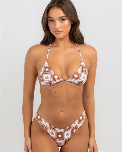 Shop Kaiami Chandler Triangle Bikini Top In Choc White Fast Shipping Easy Returns City