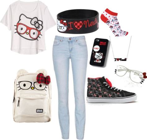 Hello Kitty Nerd By Leiyah Liked On Polyvore Fashion Clothes Design Outfit Accessories