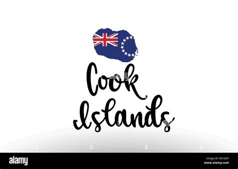 Cook Islands Country Big Text With Flag Inside Map Suitable For A Logo