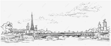 Vector Hand Drawing Illustration Of Eiffel Tower Paris, Built ...