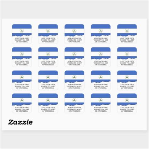 Flag Of Nicaragua Square Sticker Zazzle