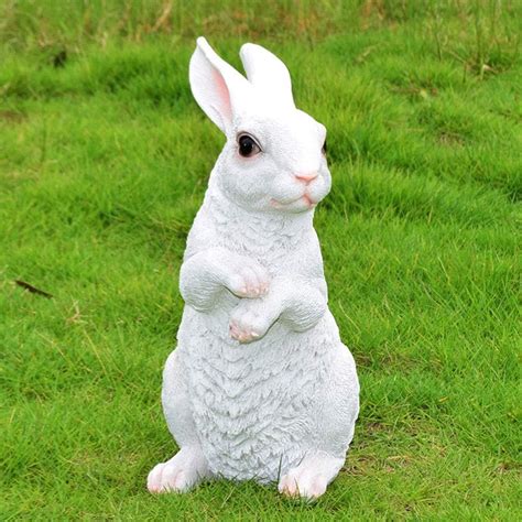 Garden Ornament Garden White Rabbit Statue Waterproof Outdoor Statues