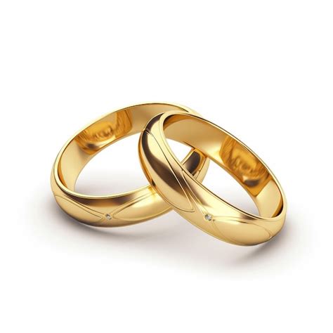 Premium Photo Two Gold Wedding Rings With Diamonds On A White