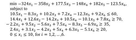 Solved min−324x1−358x2+177.5x3−148x4+182x5−123.5x6 subject | Chegg.com