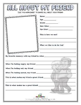 All About My Friend Fillable By Mylemarks Teachers Pay Teachers