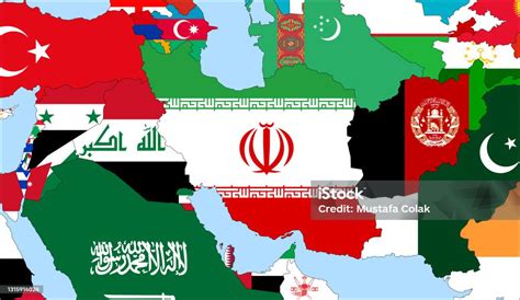 Center The Map Of Iran Vector Maps Showing Iran And Neighboring ...