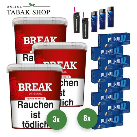 Break Original Volumentabak 3 x 205g Pall Mall Hülsen