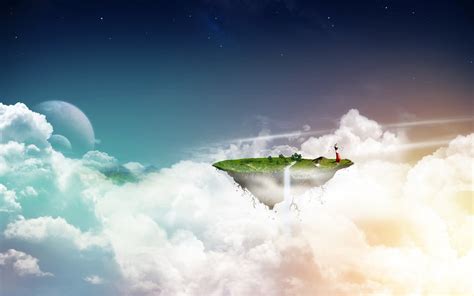 Online crop | floating island on clouds wallpaper, clouds, landscape ...