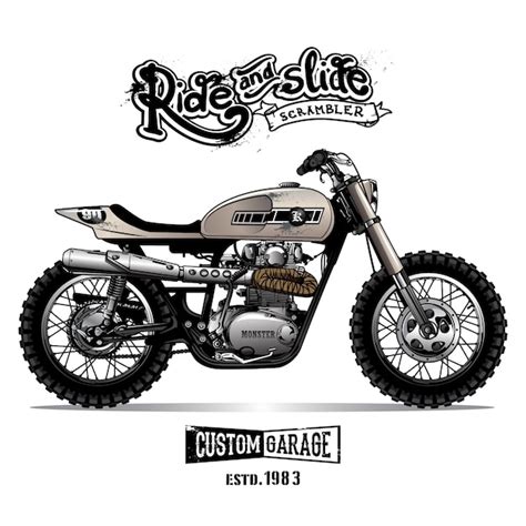 Affiche De Moto Vintage Scrambler Vecteur Premium