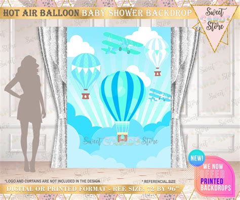 Hot Air Balloon Baby Shower Backdrop Up Up And Away Backdrop Etsy