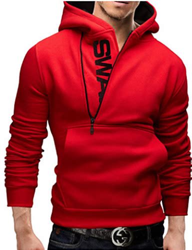 Mens Active Long Sleeve Hoodie Solid Colored Hooded Black M Winter