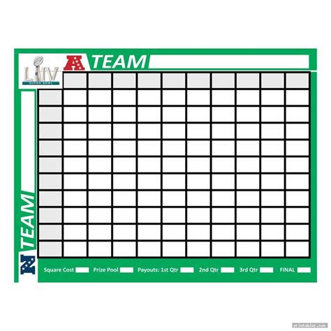 Excel Free Printable Football Squares Pdf