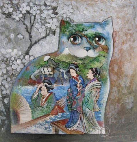 Cat Of Japan By Oxana Zaika Artwanted Cat Art Cat Artwork Art