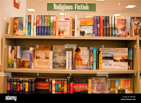 religious fiction book shelves, Barnes and Noble, USA Stock Photo - Alamy