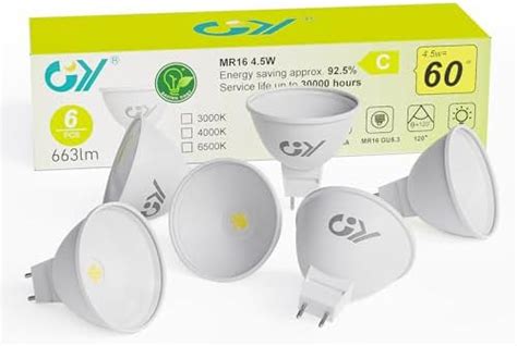 GY Ampoule LED GU5 3 12V MR16 7W équivalent 60W 630LM 4000K Blanc