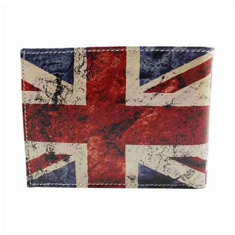 Union Jack Design Soft Leather Bi Fold Wallet Fox And Monocle