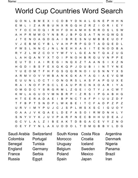 PTO World Cup Word Search WordMint