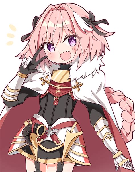 Safebooru 1boy D Armor Astolfo Fate Black Skirt Blush Braid Chibi Cloak Cowboy Shot Fate