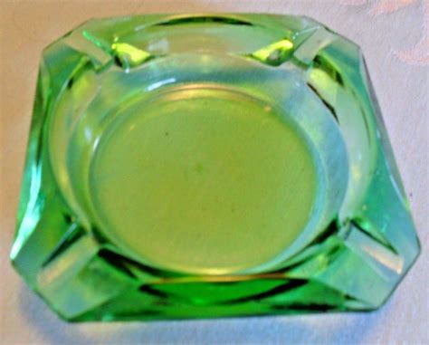 Vintage Green Depression Glass Ashtray Square Antique Price