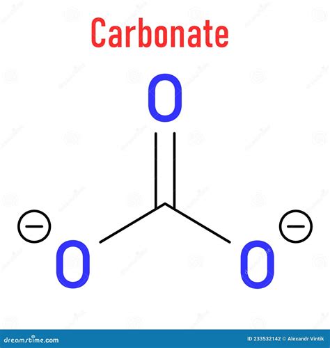 Carbonate Anion, Chemical Structure. Skeletal Chemical Formula. Vector