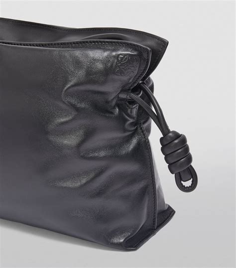 Loewe Black Leather Flamenco Clutch Puffer Bag Harrods Uk