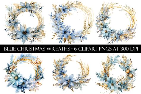 Blue Christmas Wreath Clipart Graphic By Digital Paper Packs · Creative