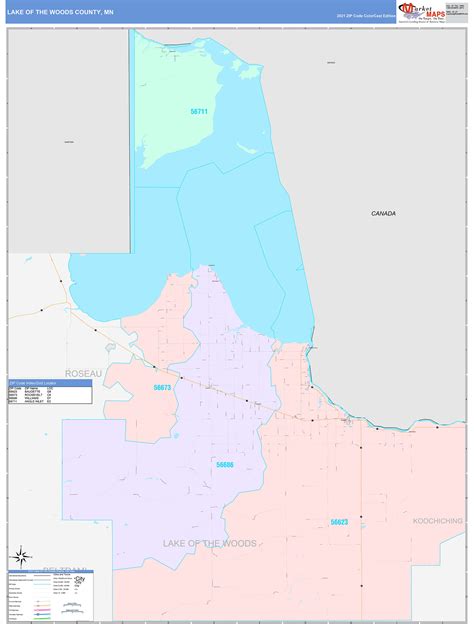 Lake of the Woods County, MN Wall Map Color Cast Style by MarketMAPS ...