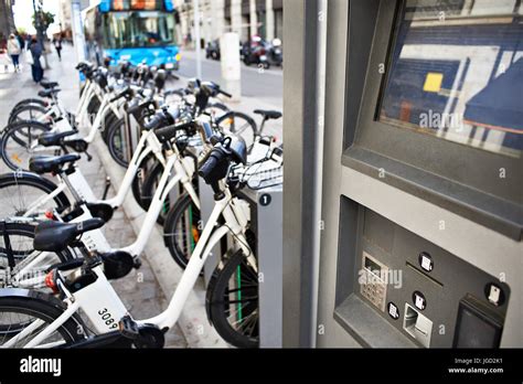 Rental Of Electric Bicycles In The City Stock Photo Alamy