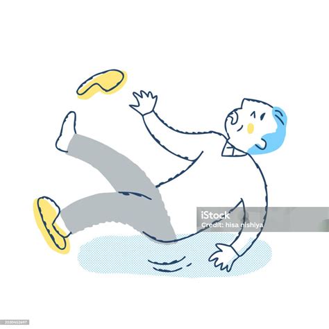 Senior Man Slipping And Falling Stock Illustration Download Image Now