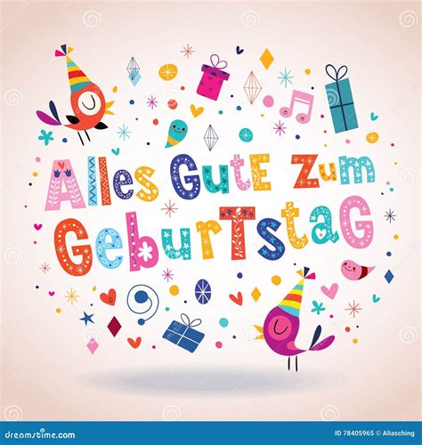 Carte De Voeux Allemande De Joyeux Anniversaire De Geburtstag Allemand