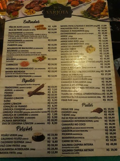 Menu Em Bar Da Varjota Fortaleza Rua Silva Jatahy