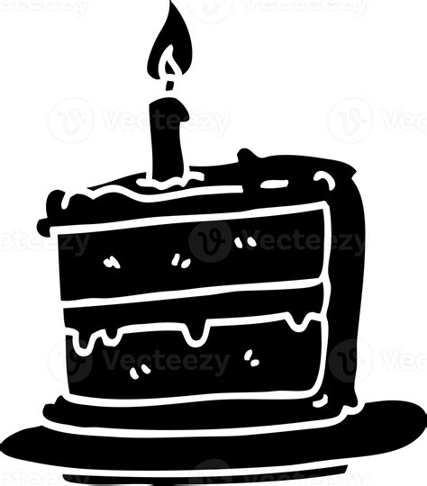 Line Drawing Cartoon Birthday Cake Solid Black Icon 45458922 Png