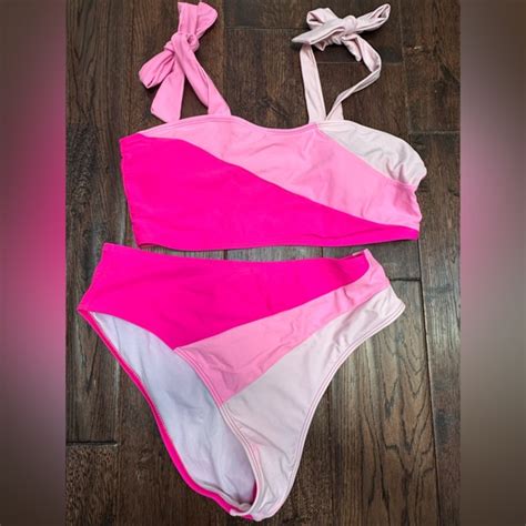 Swim Pink And Light Pink Bikini Set Poshmark