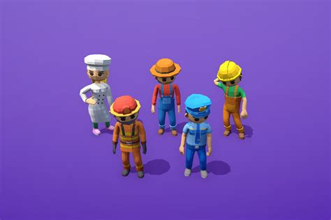 Job Character Pack Low Poly 3d Humanoids Unity Asset Store