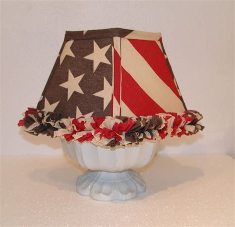 Sale Vintage American Flag Bunting Covered Lamp Shade Red