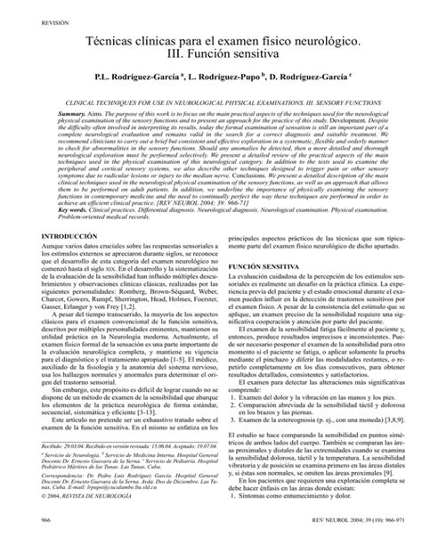 Técnicas clínicas para el examen físico neurológico III Función