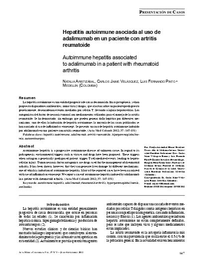 Hepatitis Autoinmune Asociada Al Uso De Adalimumab En Un Paciente Con