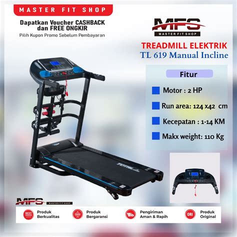 Jual Treadmill Elektrik Hp Tl Alat Fitness Rumahan Daya Listrik